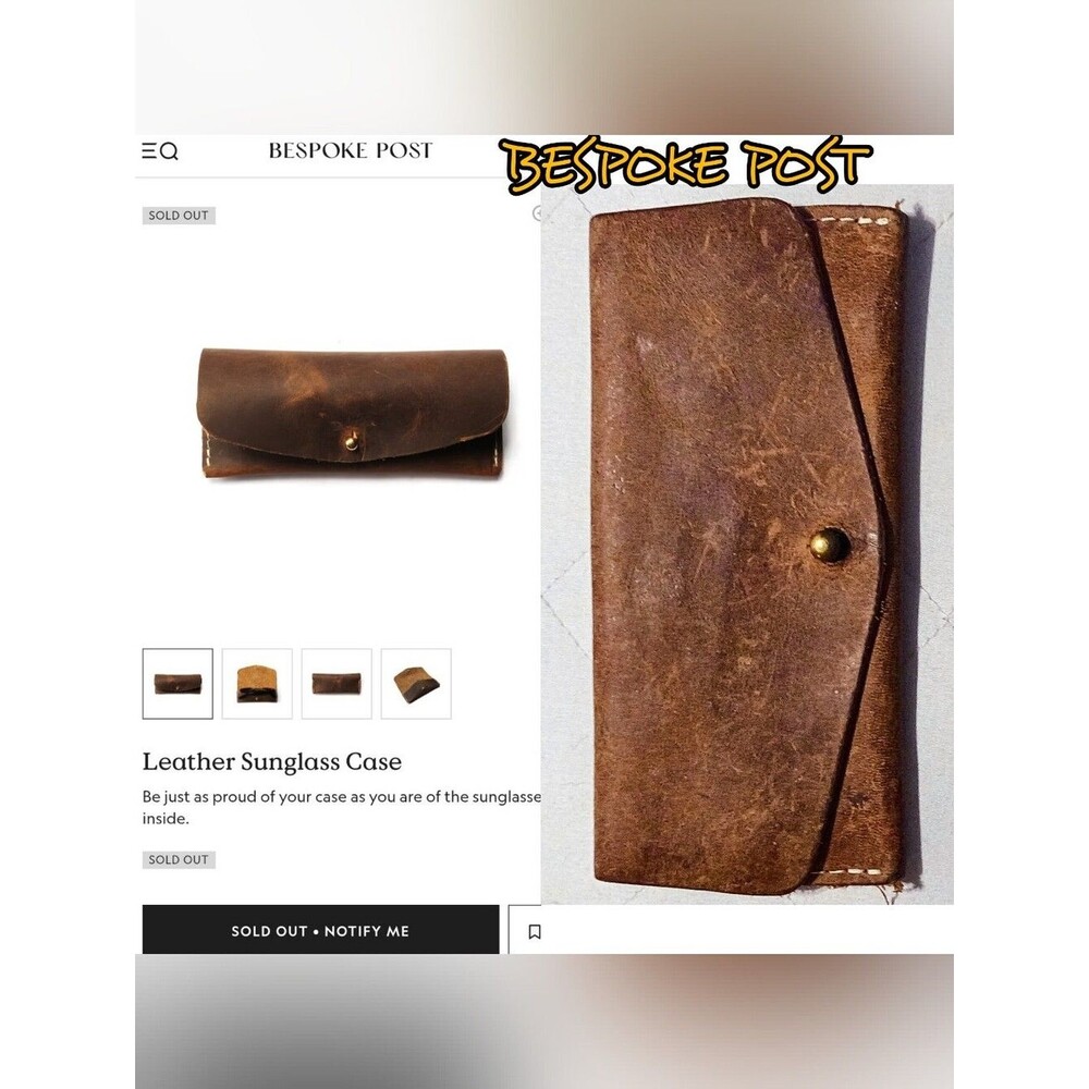 Bespoke Post Leather Sunglass Case Full Natural Grain Leather Made In USA